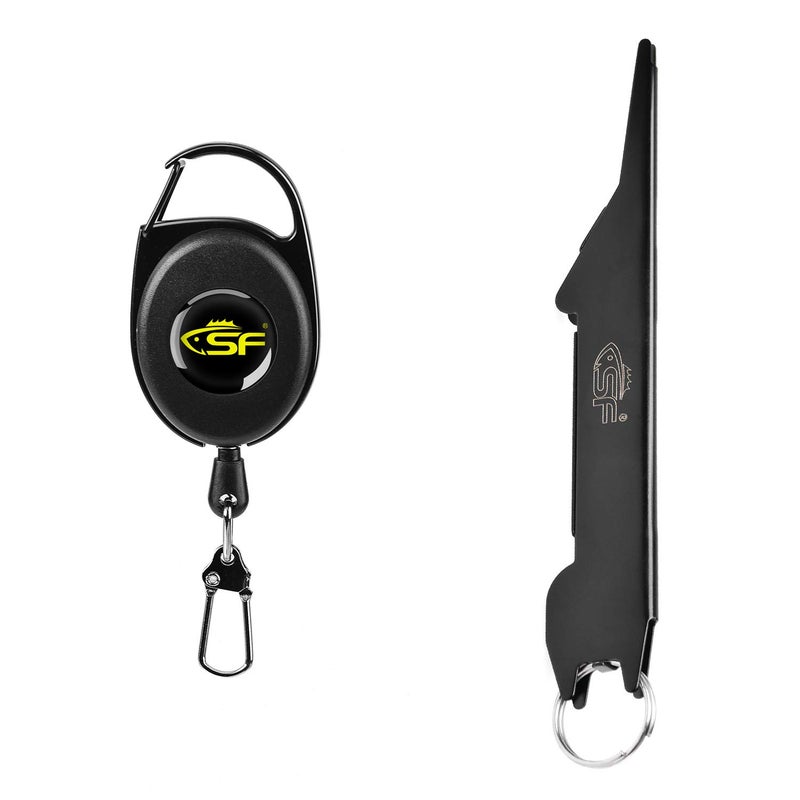 SF 2 in 1 Fly Fishing Knot Tying Tool Angler Accessory Black Magnum Quick Knot Tyer with Zinger Retractor - Image 1